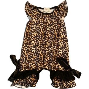 Baby Girl Leopard Romper with Bow Details 6/9M